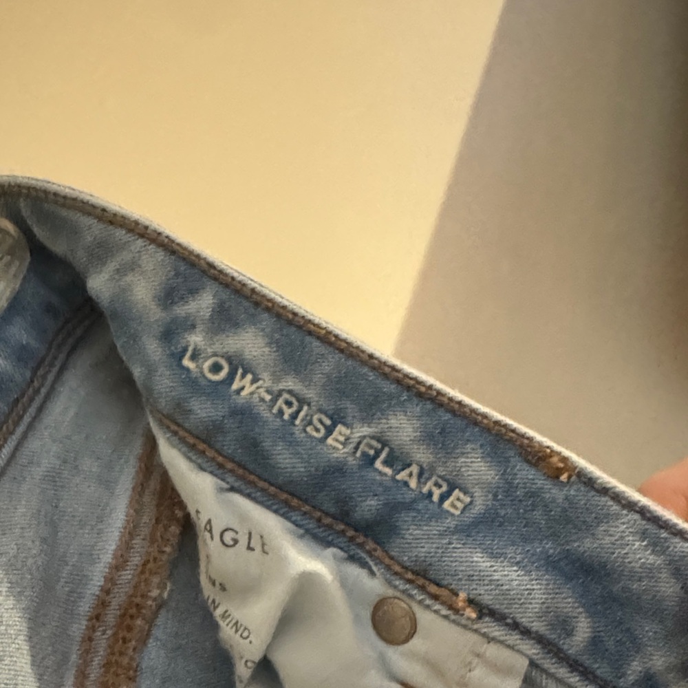 American Eagle Outfitters Light Blue Distressed Flare Jeans - Picture 2 of 2